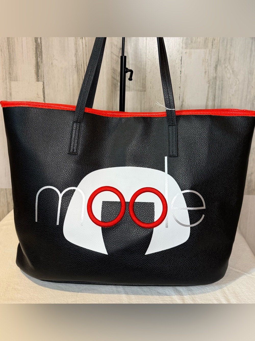 Disney Parks Edna Mode Navy & Red Pebbled Leather Tote Bag